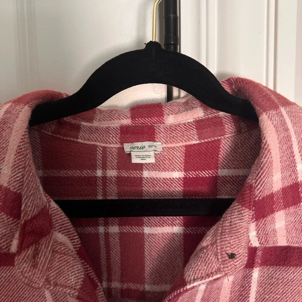 Aerie Flannel Shirt Ahh- mazingly Soft Red and White - Picture 2 of 3